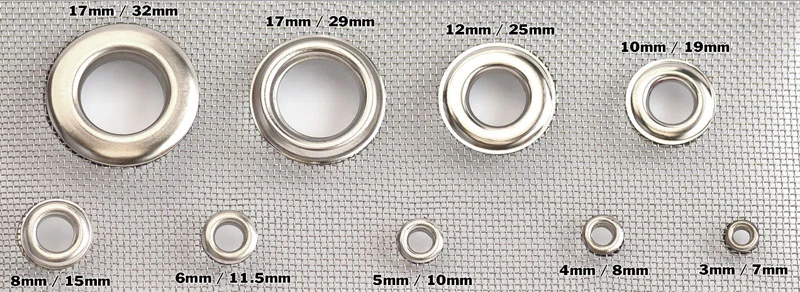 common sizes of grommets