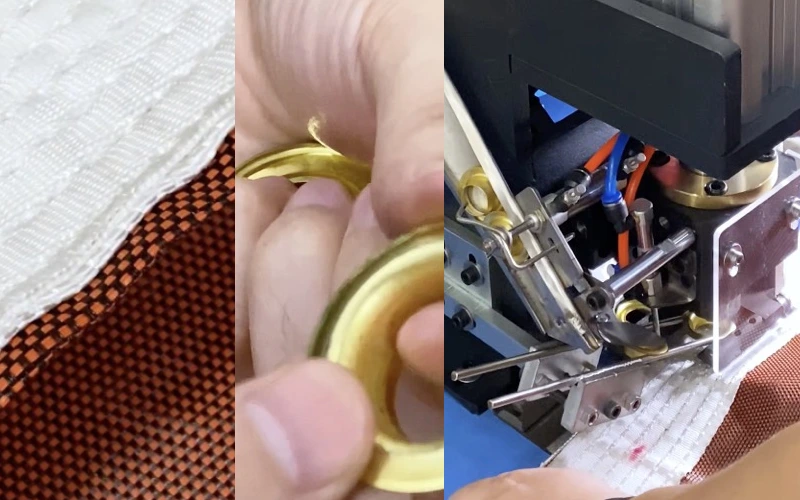 Automatic Grommet Machine Adding a Grommet to Fabric