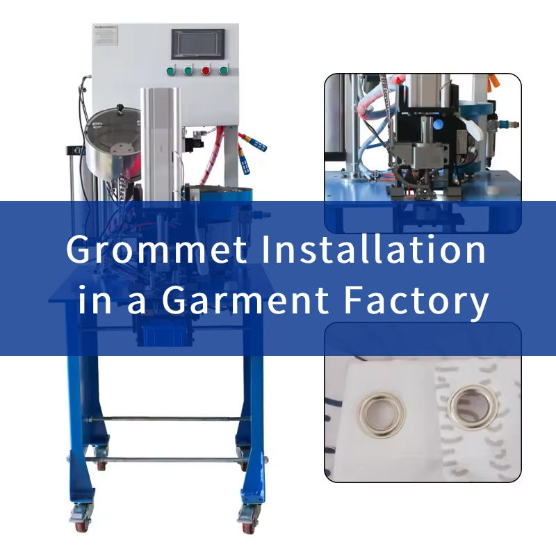 grommet installation in a garment factory