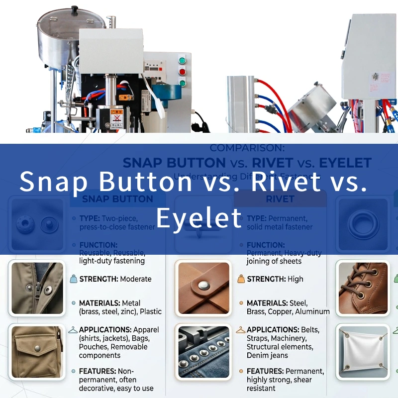 snap button vs. rivet vs. eyelet manufacture