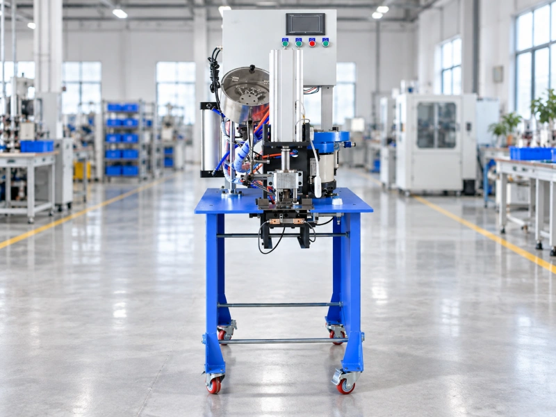 automatic eyelet machine in a modern factory