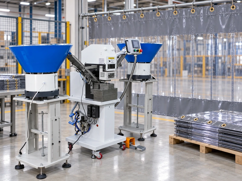 eyelet machine beside finished warehouse divider