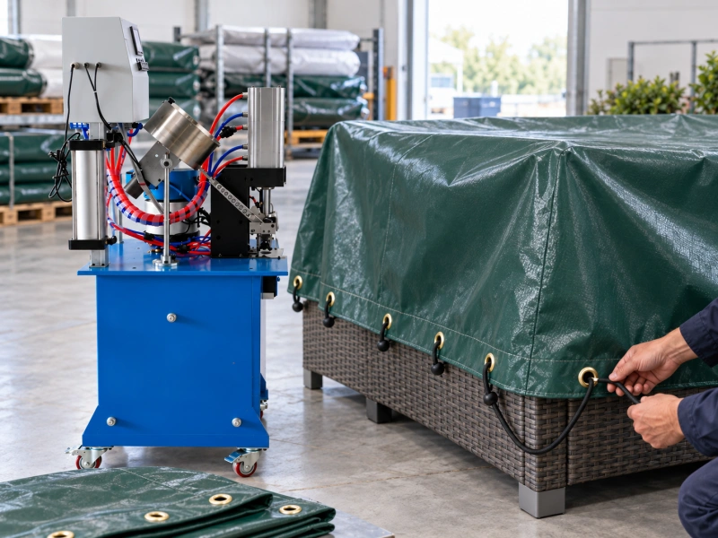 eyelet machine for fitted outdoor cover eyelets