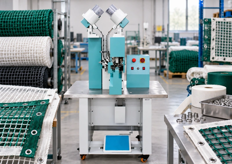 eyelet machine for safety nets and mesh