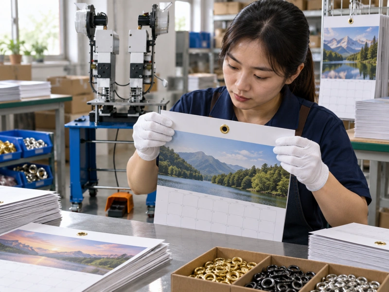 inspecting a calendar hanging eyelet