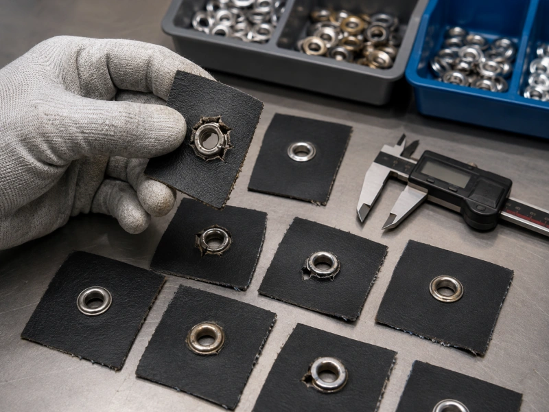 inspecting defective eyelet settings