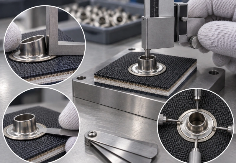measuring eyelet height tilt and gap