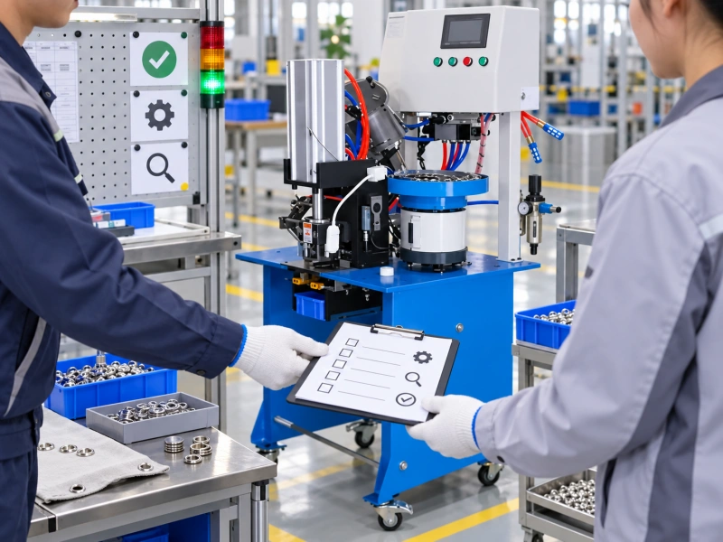 operators handing over an eyelet machine checklist
