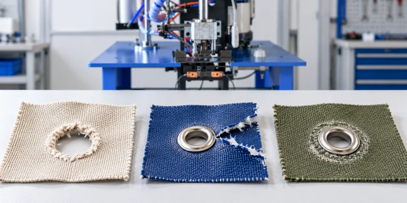 eyelet pull out and fabric tear failure patterns